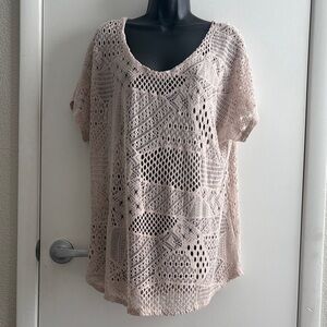 Lavanya Woman’s Beachy  Beige Open Knit Crochet Top  without material  tag SZ XL